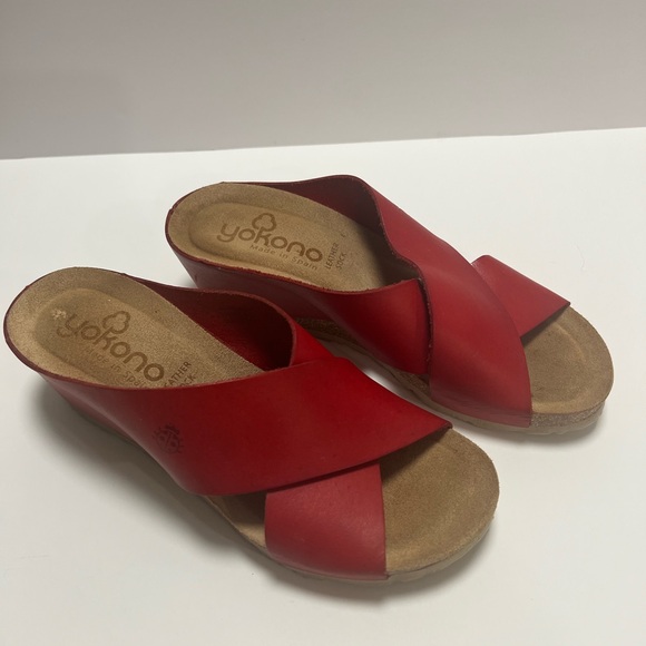 Wedge Sandals Cross Strap Leather Cork size 7.5 . Used - Picture 11 of 13